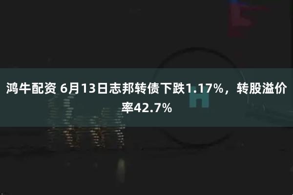 鸿牛配资 6月13日志邦转债下跌1.17%，转股溢价率42.7%